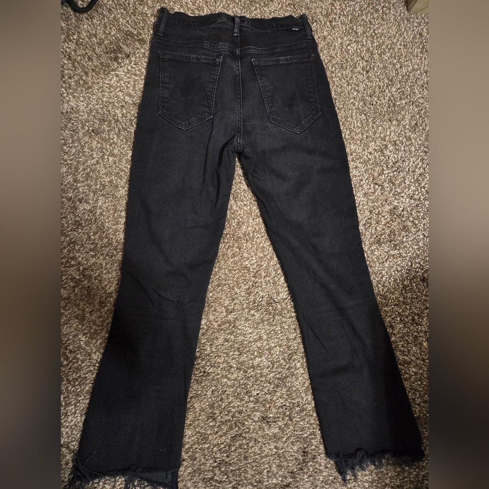 Mother The Insider Crop Two Step Fray Jeans ~ Black Wash- Not Guilty Size 28 EUC